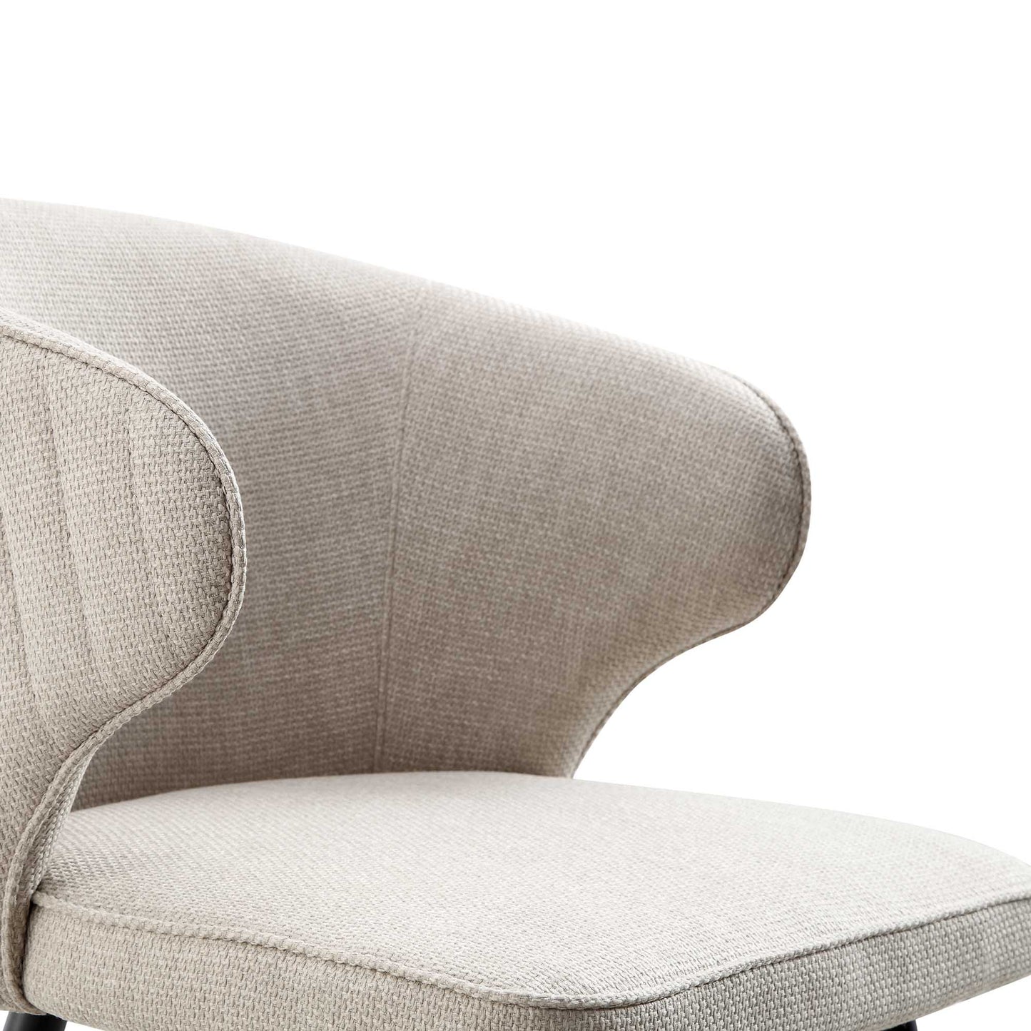 Ensemble de 2 chaises de salle à manger Carver en tissu tissé couleur avoine avec dossier cannelé