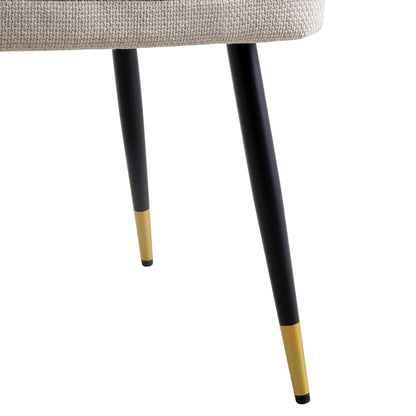 Ensemble de 2 chaises de salle à manger Carver en tissu tissé couleur avoine avec dossier cannelé