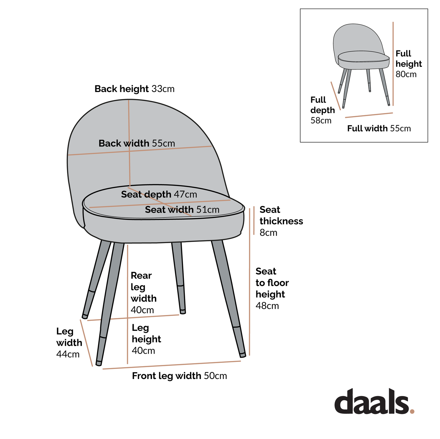 Lot de 2 chaises de salle à manger rembourrées en velours rose pâle plissé Miyae