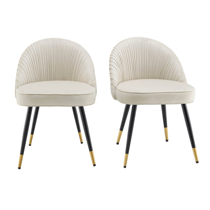 Lot de 2 chaises de salle à manger rembourrées en velours plissé champagne Miyae
