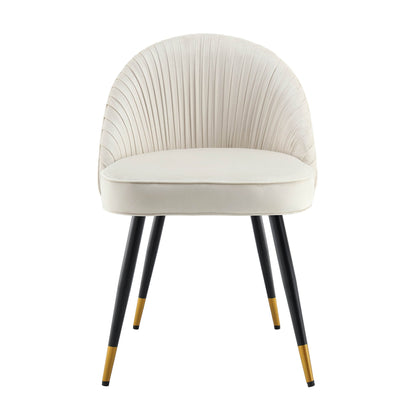 Lot de 2 chaises de salle à manger rembourrées en velours plissé champagne Miyae