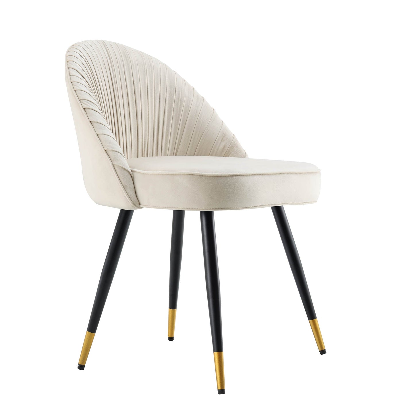 Lot de 2 chaises de salle à manger rembourrées en velours plissé champagne Miyae