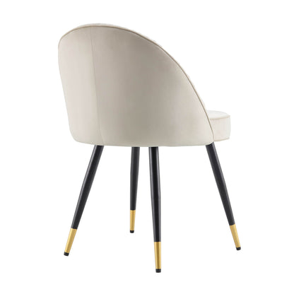 Lot de 2 chaises de salle à manger rembourrées en velours plissé champagne Miyae