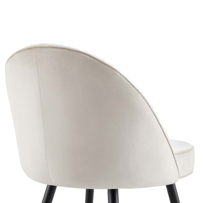 Lot de 2 chaises de salle à manger rembourrées en velours plissé champagne Miyae