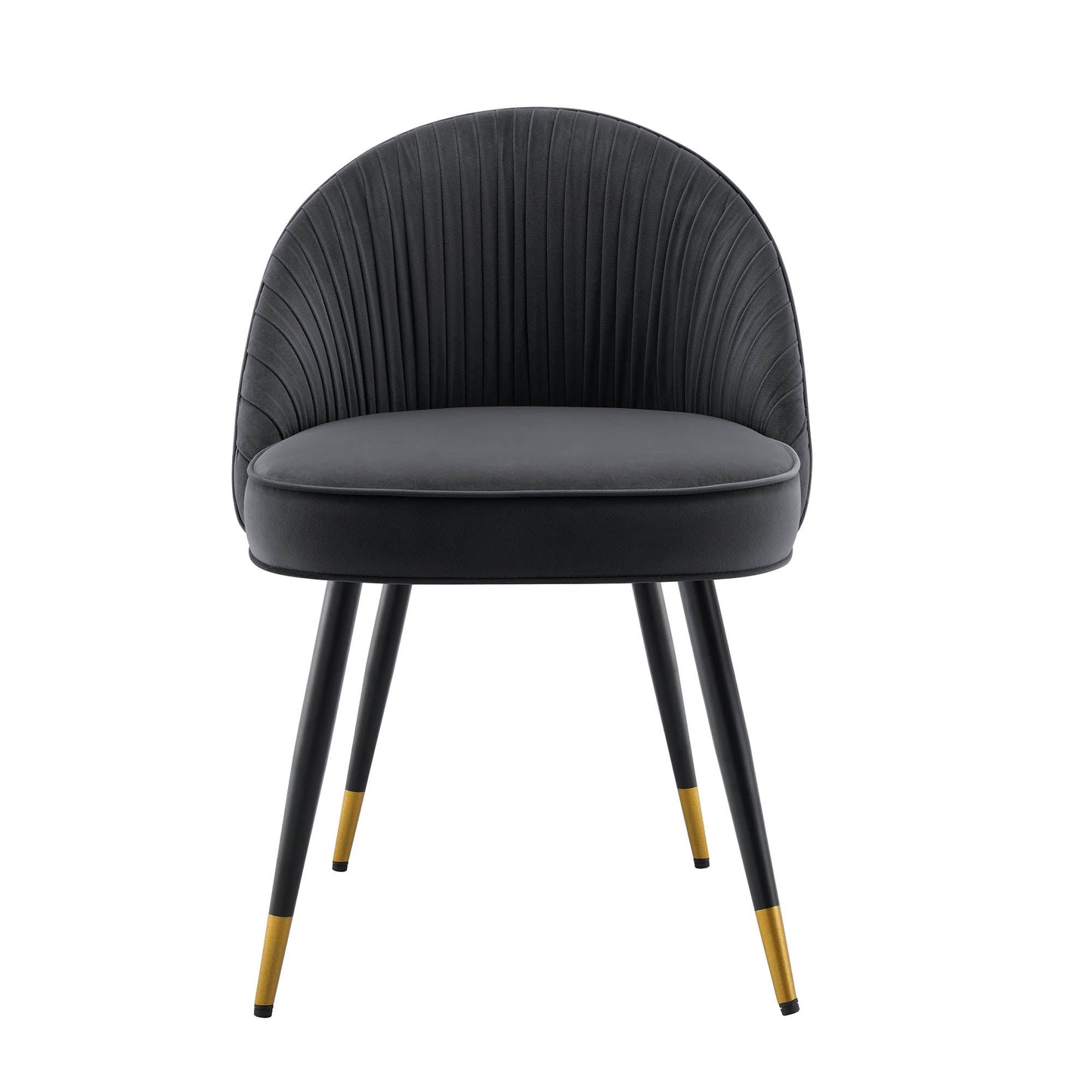 Lot de 2 chaises de salle à manger rembourrées en velours anthracite plissé Miyae