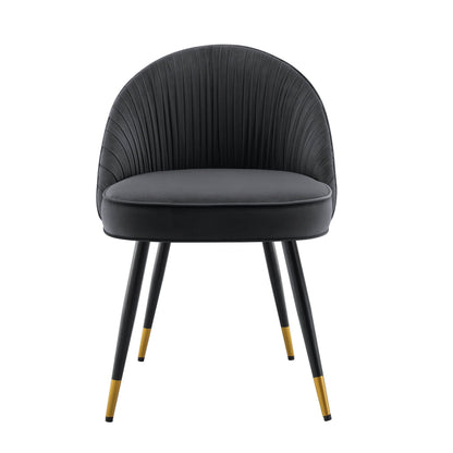 Lot de 2 chaises de salle à manger rembourrées en velours anthracite plissé Miyae