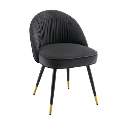 Lot de 2 chaises de salle à manger rembourrées en velours anthracite plissé Miyae