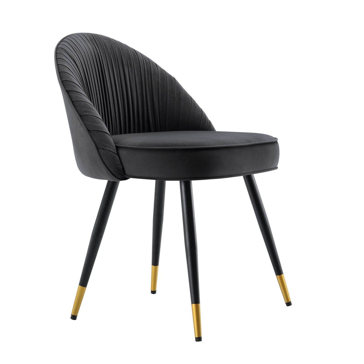 Lot de 2 chaises de salle à manger rembourrées en velours anthracite plissé Miyae
