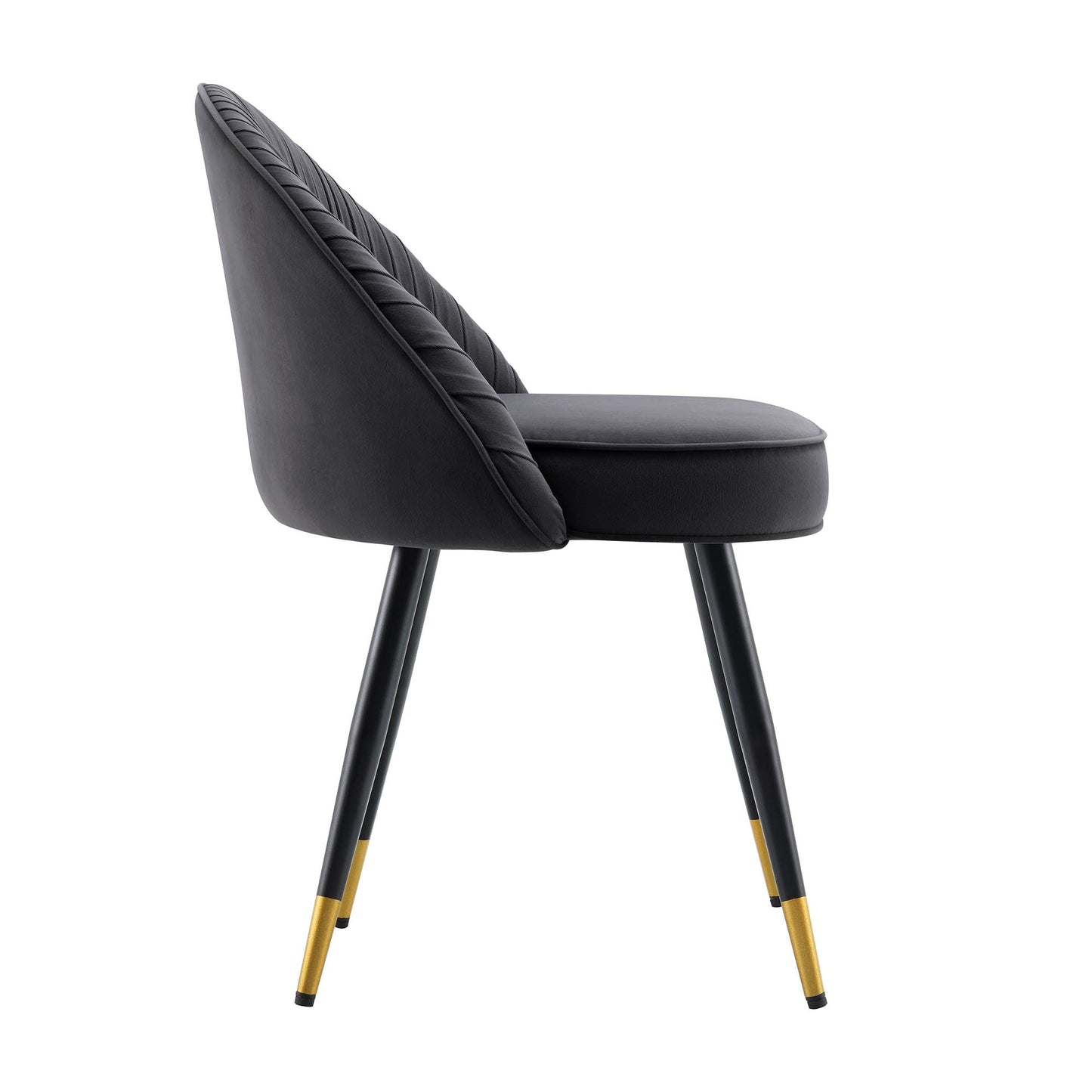 Lot de 2 chaises de salle à manger rembourrées en velours anthracite plissé Miyae