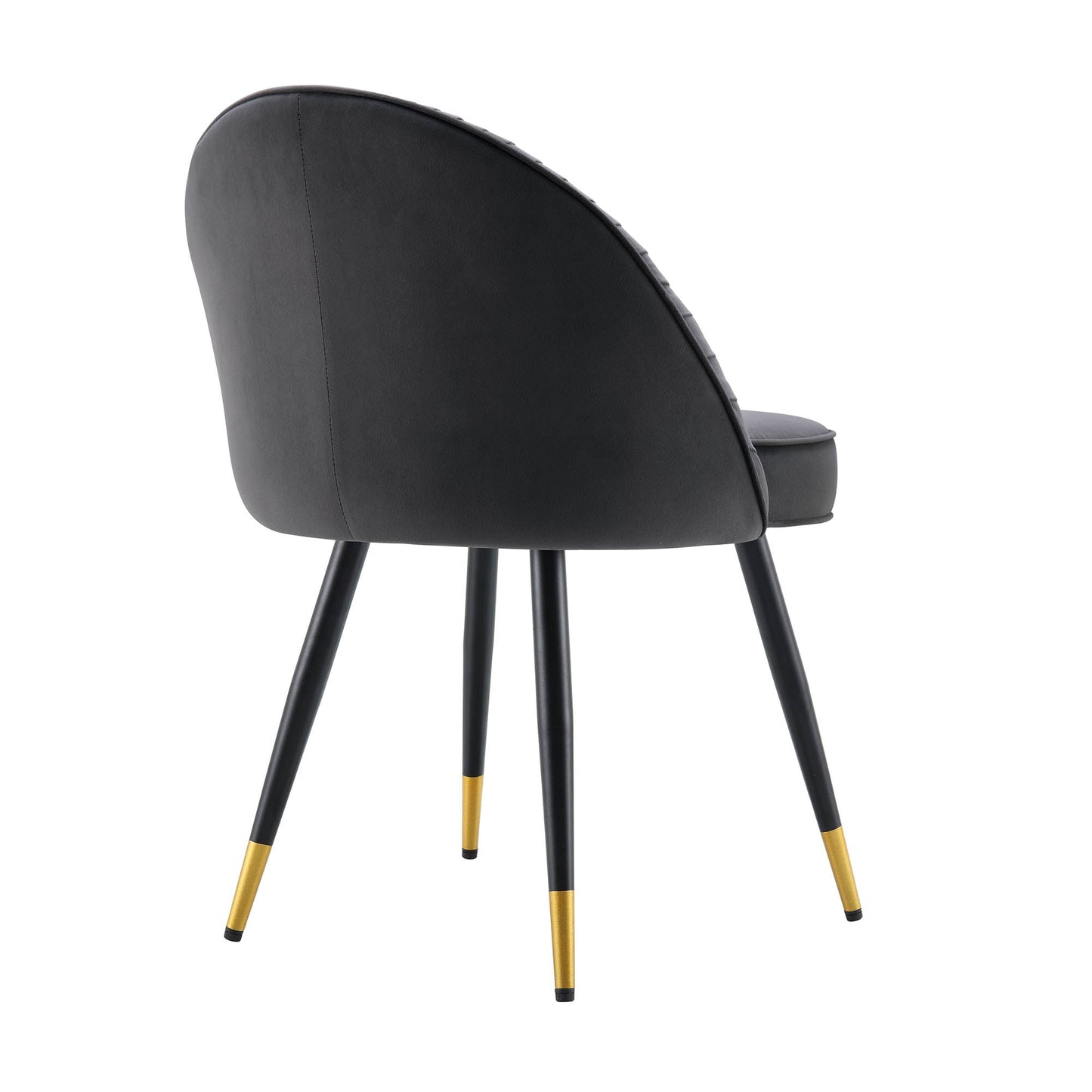 Lot de 2 chaises de salle à manger rembourrées en velours anthracite plissé Miyae