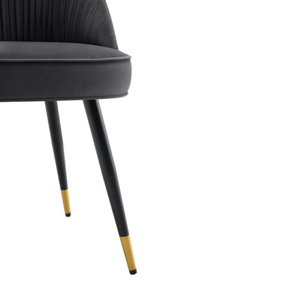 Lot de 2 chaises de salle à manger rembourrées en velours anthracite plissé Miyae