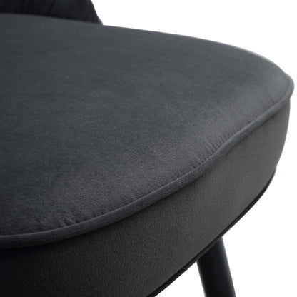 Lot de 2 chaises de salle à manger rembourrées en velours anthracite plissé Miyae