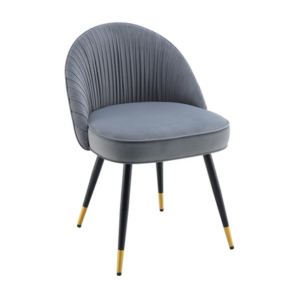 Lot de 2 chaises de salle à manger rembourrées en velours gris clair plissé Miyae