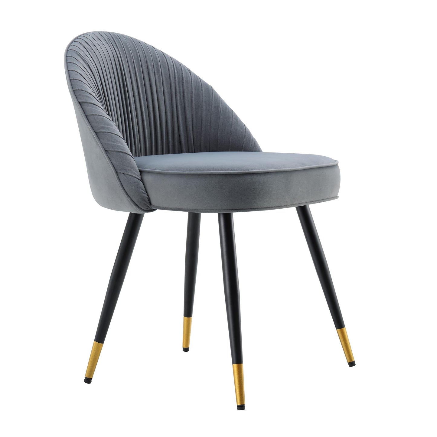 Lot de 2 chaises de salle à manger rembourrées en velours gris clair plissé Miyae