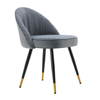 Lot de 2 chaises de salle à manger rembourrées en velours gris clair plissé Miyae