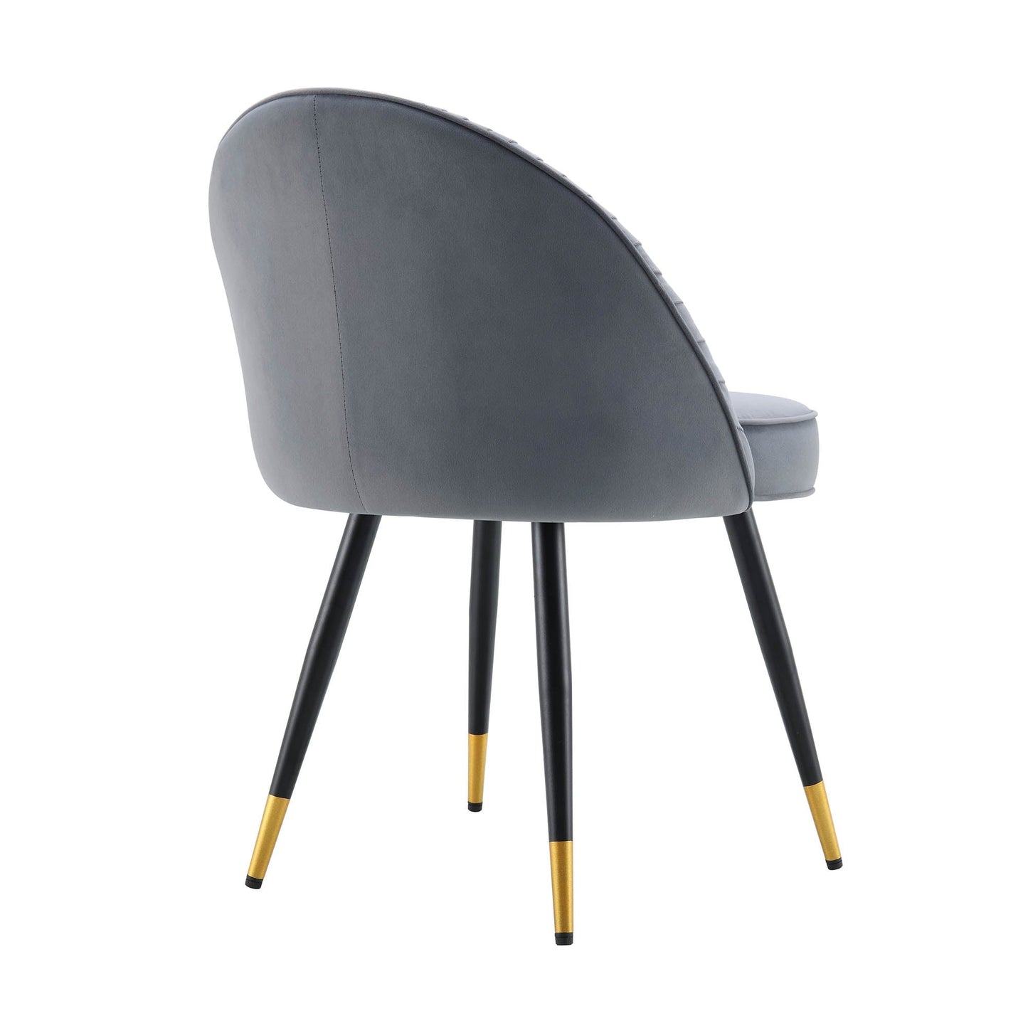 Lot de 2 chaises de salle à manger rembourrées en velours gris clair plissé Miyae