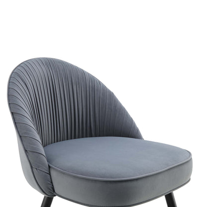 Lot de 2 chaises de salle à manger rembourrées en velours gris clair plissé Miyae