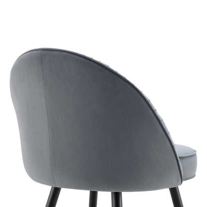 Lot de 2 chaises de salle à manger rembourrées en velours gris clair plissé Miyae