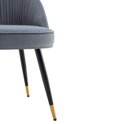 Lot de 2 chaises de salle à manger rembourrées en velours gris clair plissé Miyae