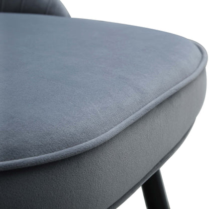 Lot de 2 chaises de salle à manger rembourrées en velours gris clair plissé Miyae