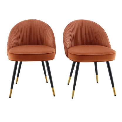Lot de 2 chaises de salle à manger rembourrées en velours plissé orange brûlé Miyae