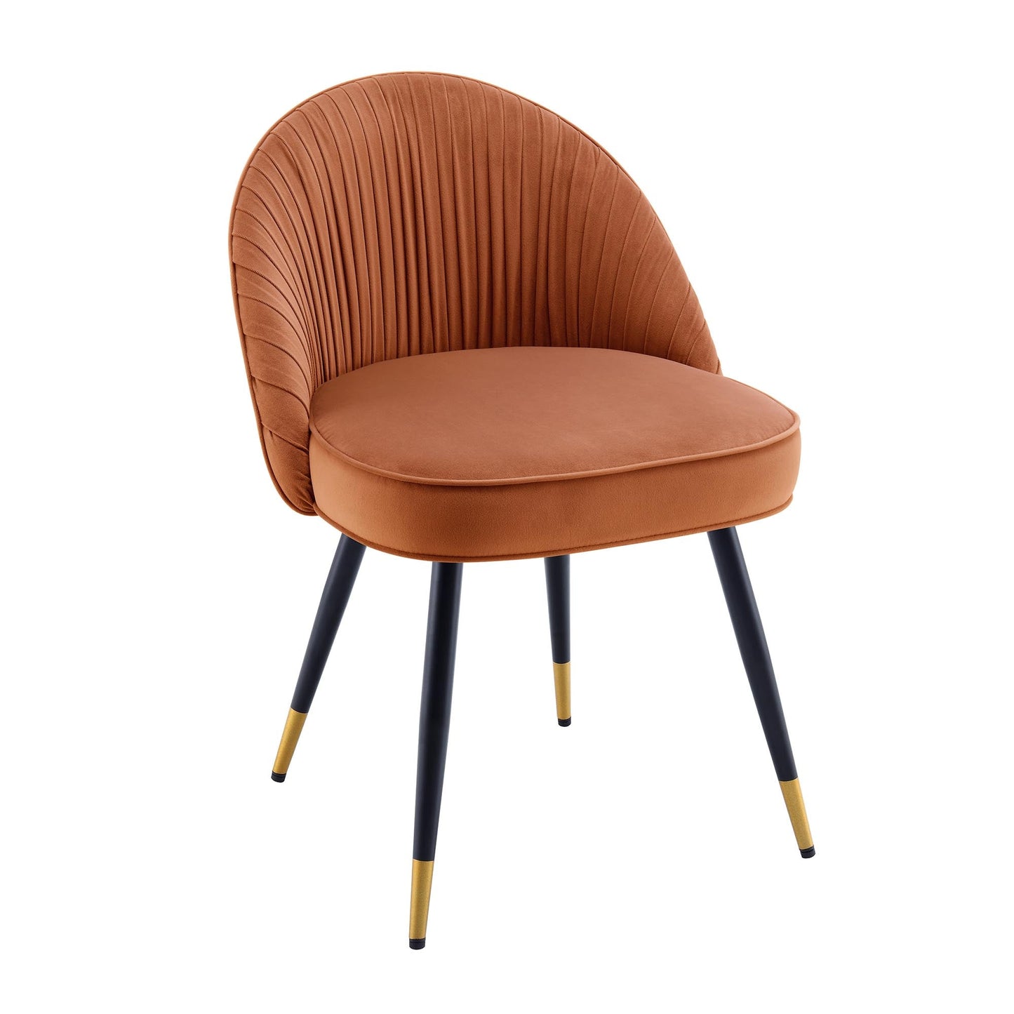 Lot de 2 chaises de salle à manger rembourrées en velours plissé orange brûlé Miyae