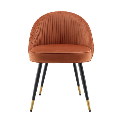Lot de 2 chaises de salle à manger rembourrées en velours plissé orange brûlé Miyae