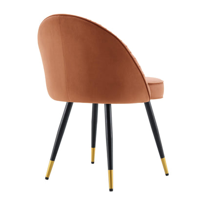 Lot de 2 chaises de salle à manger rembourrées en velours plissé orange brûlé Miyae