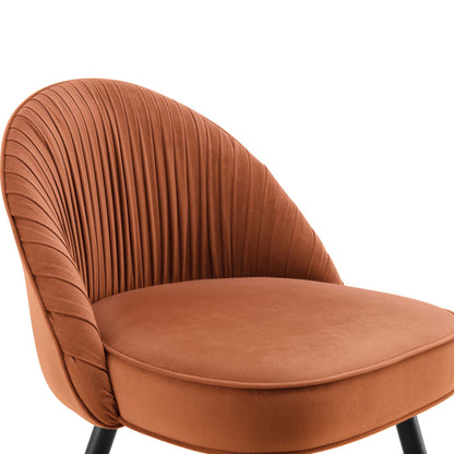 Lot de 2 chaises de salle à manger rembourrées en velours plissé orange brûlé Miyae