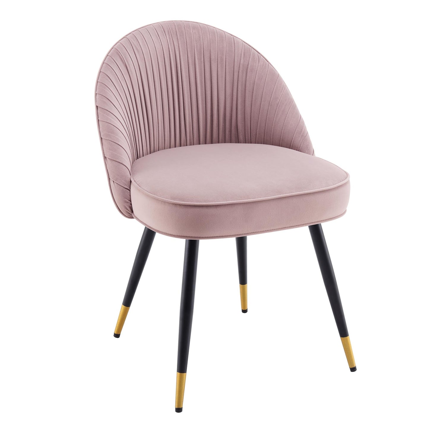 Lot de 2 chaises de salle à manger rembourrées en velours rose pâle plissé Miyae
