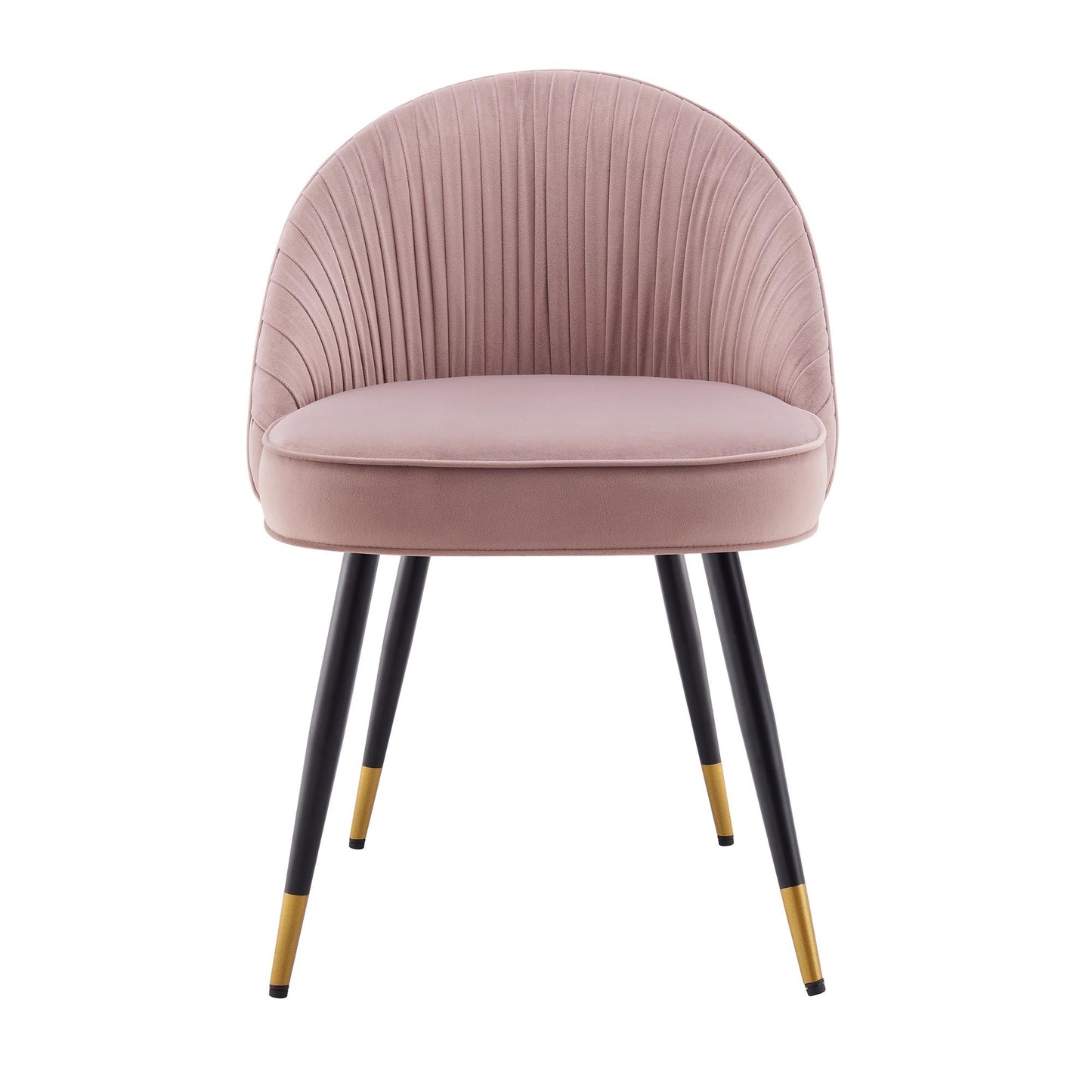 Lot de 2 chaises de salle à manger rembourrées en velours rose pâle plissé Miyae