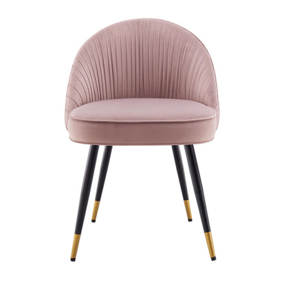 Lot de 2 chaises de salle à manger rembourrées en velours rose pâle plissé Miyae