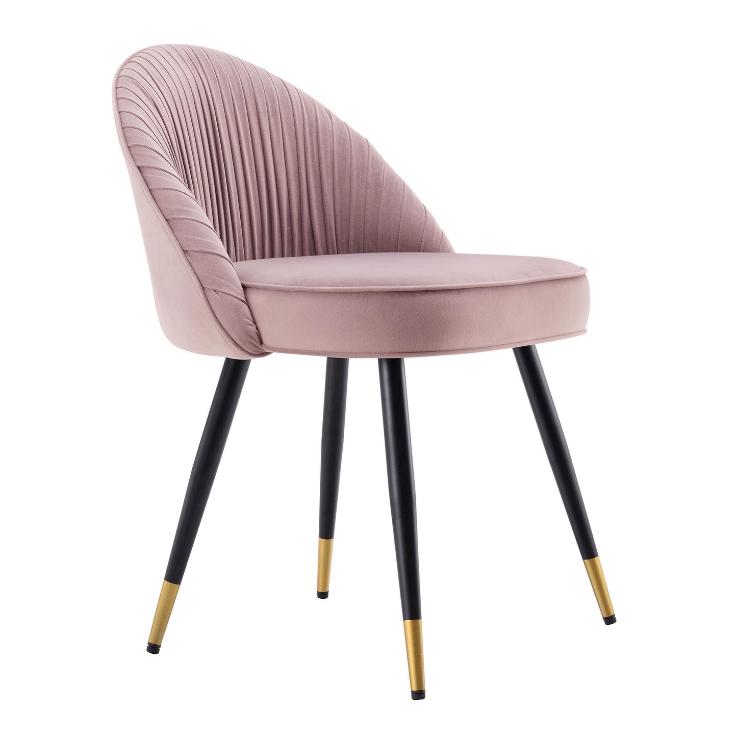Lot de 2 chaises de salle à manger rembourrées en velours rose pâle plissé Miyae