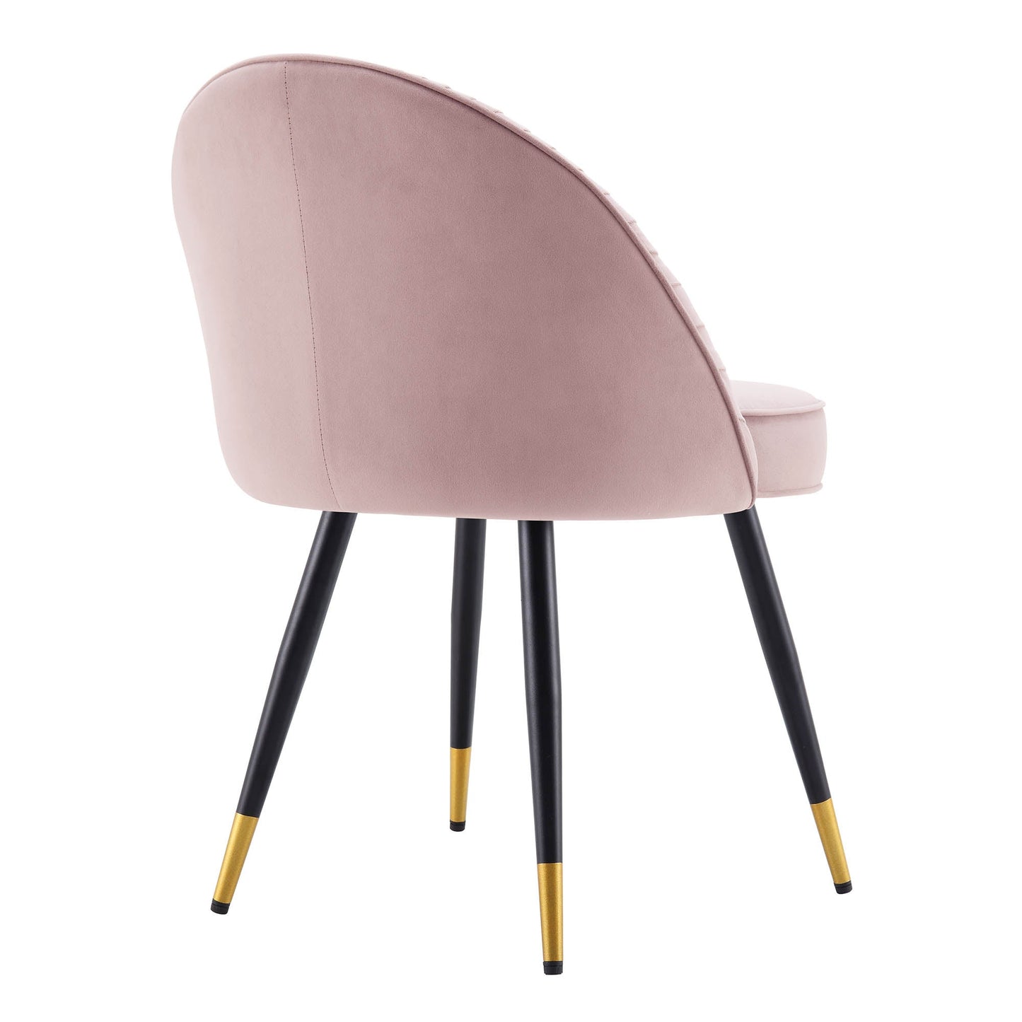 Lot de 2 chaises de salle à manger rembourrées en velours rose pâle plissé Miyae