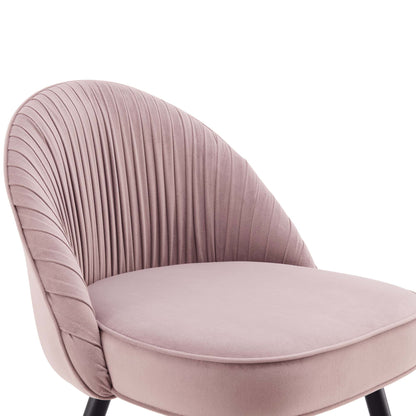 Lot de 2 chaises de salle à manger rembourrées en velours rose pâle plissé Miyae