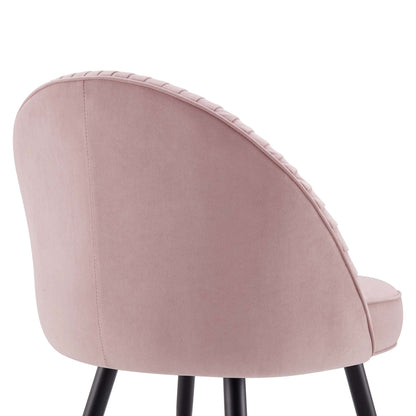Lot de 2 chaises de salle à manger rembourrées en velours rose pâle plissé Miyae