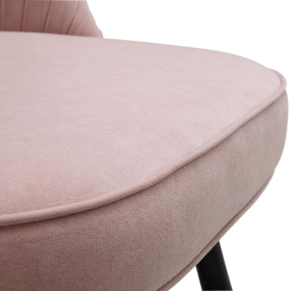 Lot de 2 chaises de salle à manger rembourrées en velours rose pâle plissé Miyae