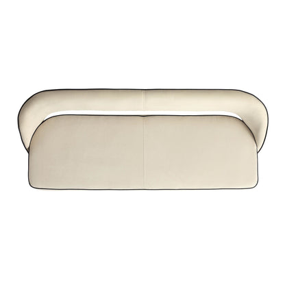 Banc de salle à manger 3 places rembourré en velours champagne Oakley avec passepoil contrasté