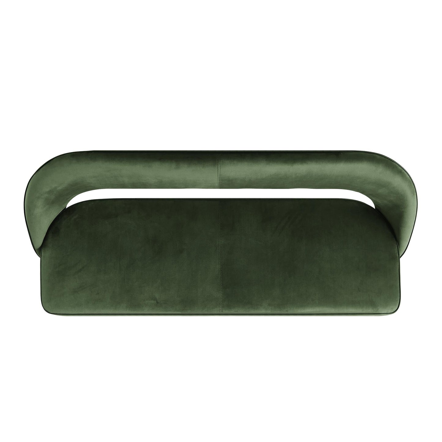 Banc de salle à manger 3 places Oakley en velours vert foncé avec passepoil contrasté