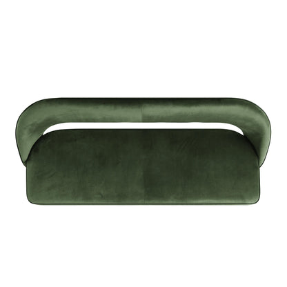 Banc de salle à manger 3 places Oakley en velours vert foncé avec passepoil contrasté