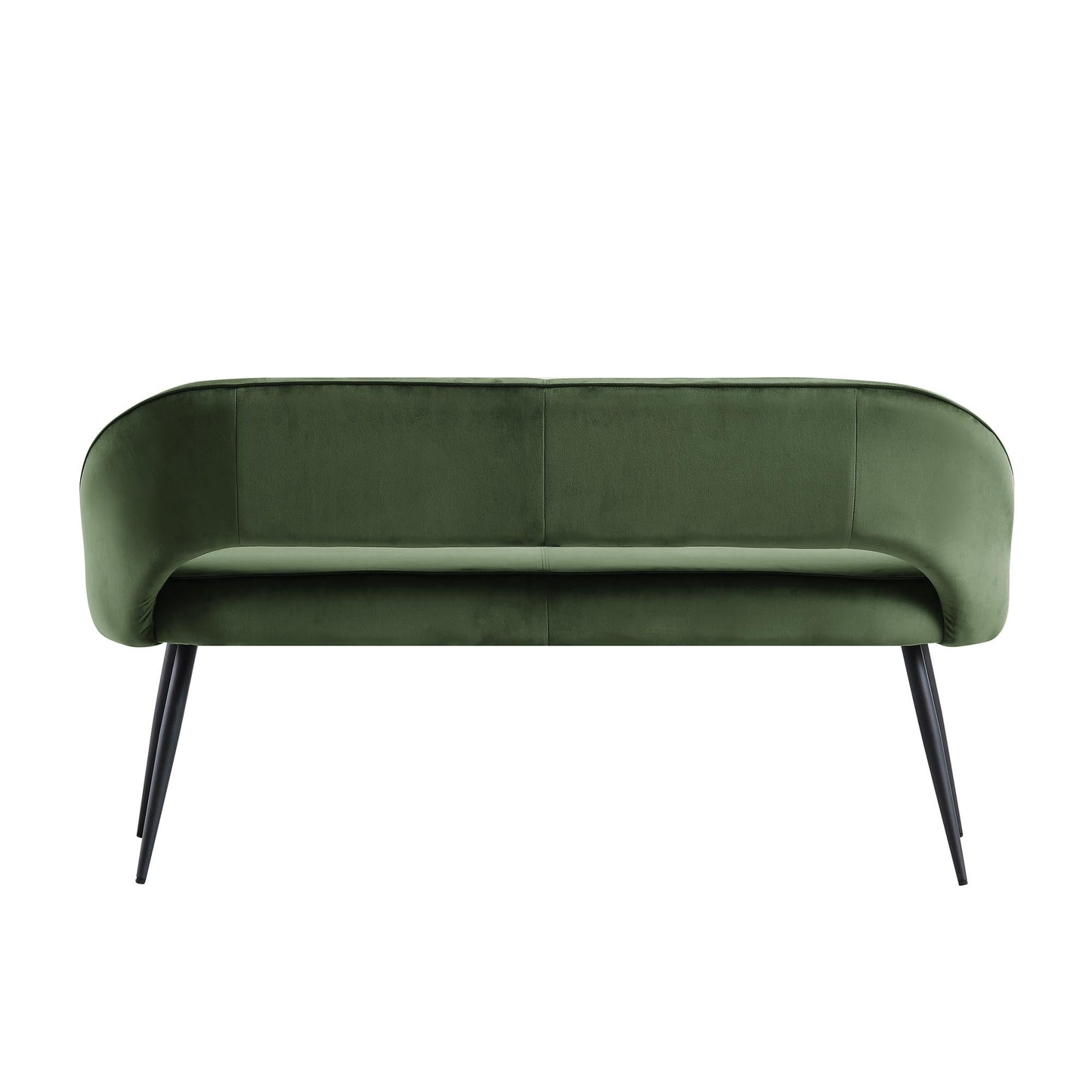 Banc de salle à manger 3 places Oakley en velours vert foncé avec passepoil contrasté