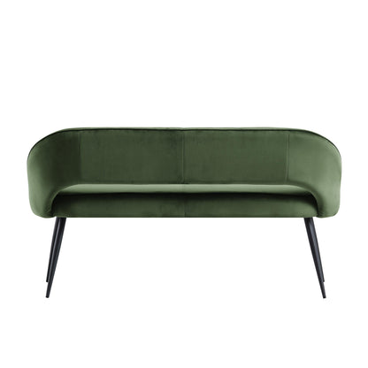 Banc de salle à manger 3 places Oakley en velours vert foncé avec passepoil contrasté