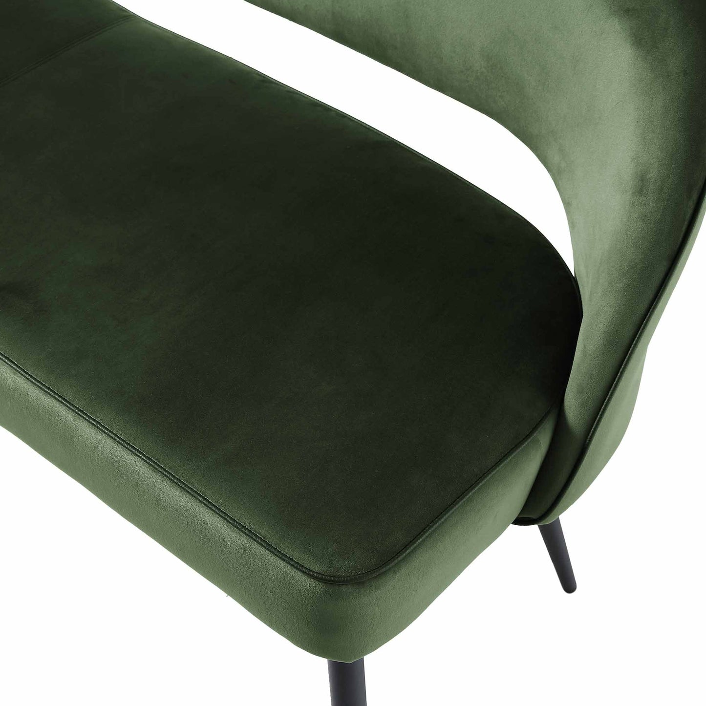 Banc de salle à manger 3 places Oakley en velours vert foncé avec passepoil contrasté