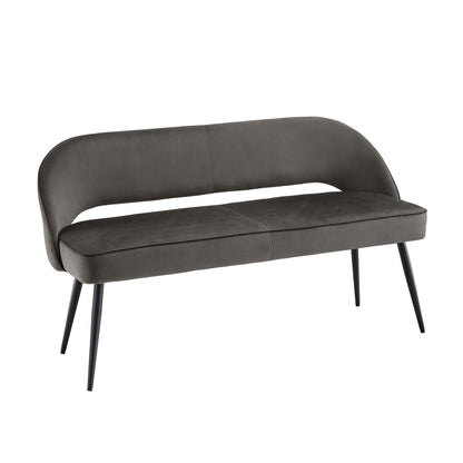 Banc de salle à manger 3 places Oakley en velours gris foncé avec passepoil contrasté