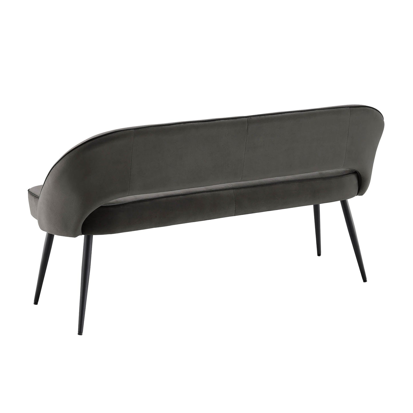 Banc de salle à manger 3 places Oakley en velours gris foncé avec passepoil contrasté