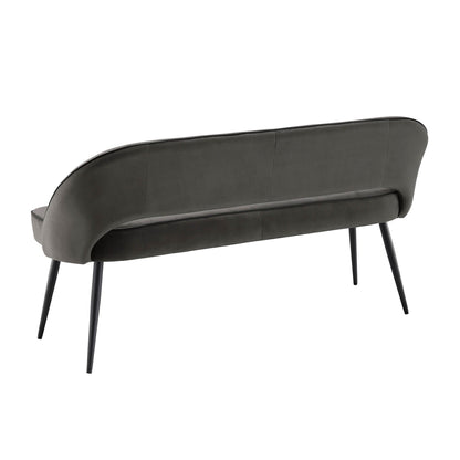 Banc de salle à manger 3 places Oakley en velours gris foncé avec passepoil contrasté