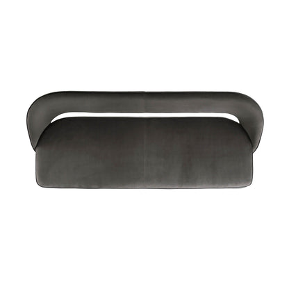 Banc de salle à manger 3 places Oakley en velours gris foncé avec passepoil contrasté