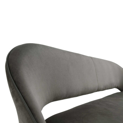 Banc de salle à manger 3 places Oakley en velours gris foncé avec passepoil contrasté