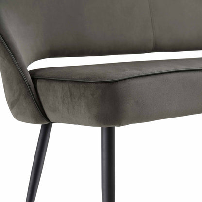 Banc de salle à manger 3 places Oakley en velours gris foncé avec passepoil contrasté