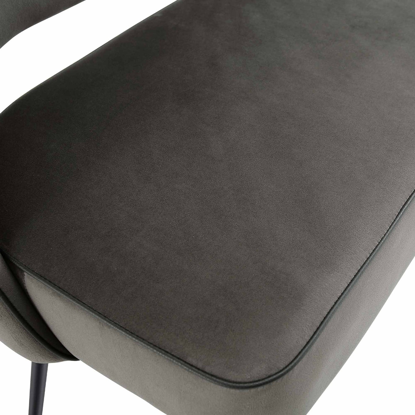 Banc de salle à manger 3 places Oakley en velours gris foncé avec passepoil contrasté